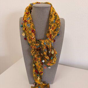 Traditional Turkish Oya Neck Scarf Bead, Needle Lace on Lawn Cotton